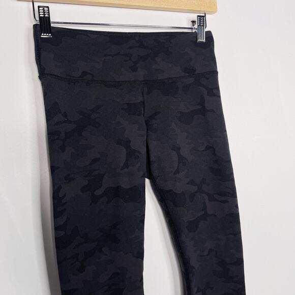 Lululemon Womens 4 Black Gray Camo Wunder Under High Rise Crop Leggings Coal - Picture 3 of 8